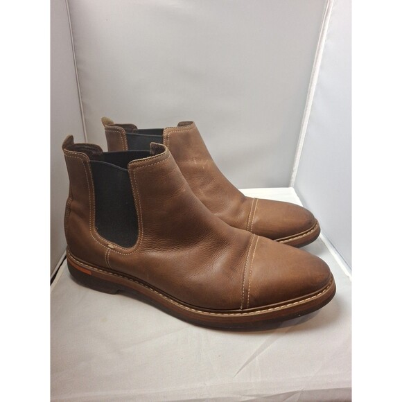 COLE HANN GRAND Men\'s Leather Chelsea Boots Brown Cap Toe Luxury Size 12 main image 8